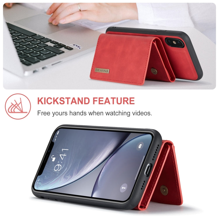 DG.MING M1 Series 3-Fold Multi Card Wallet  Back Cover Shockproof Case with Holder Function For iPhone XS