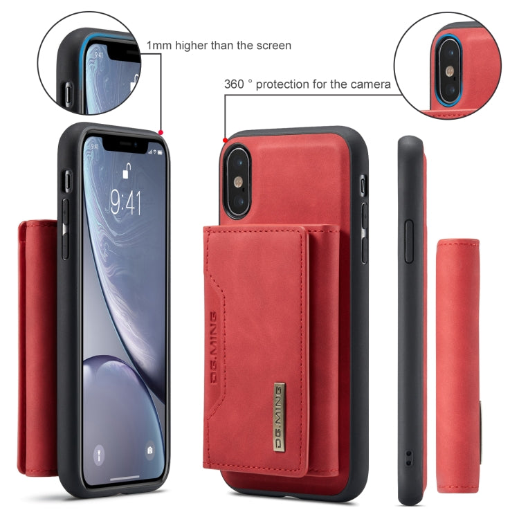 DG.MING M1 Series 3-Fold Multi Card Wallet  Back Cover Shockproof Case with Holder Function For iPhone XS