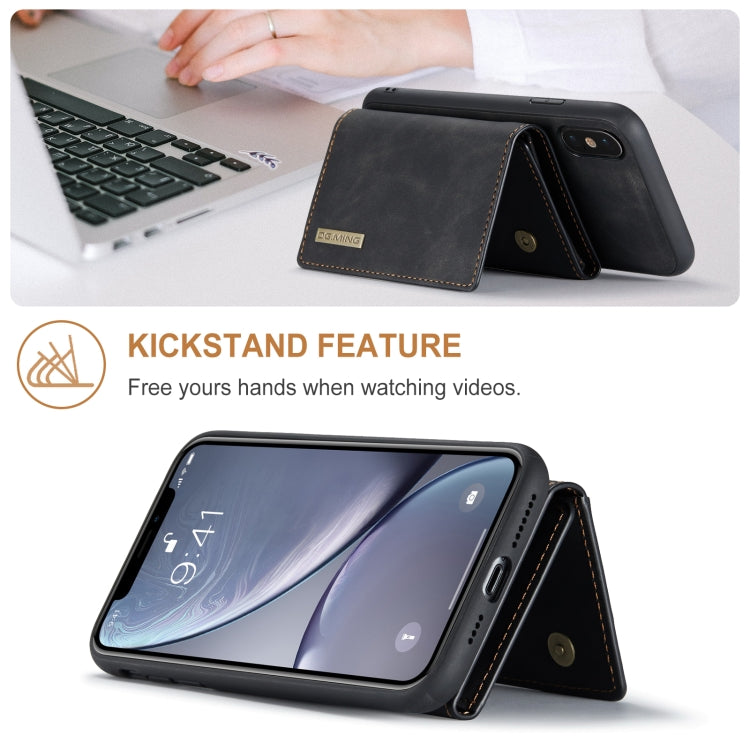 DG.MING M1 Series 3-Fold Multi Card Wallet  Back Cover Shockproof Case with Holder Function For iPhone XS Max