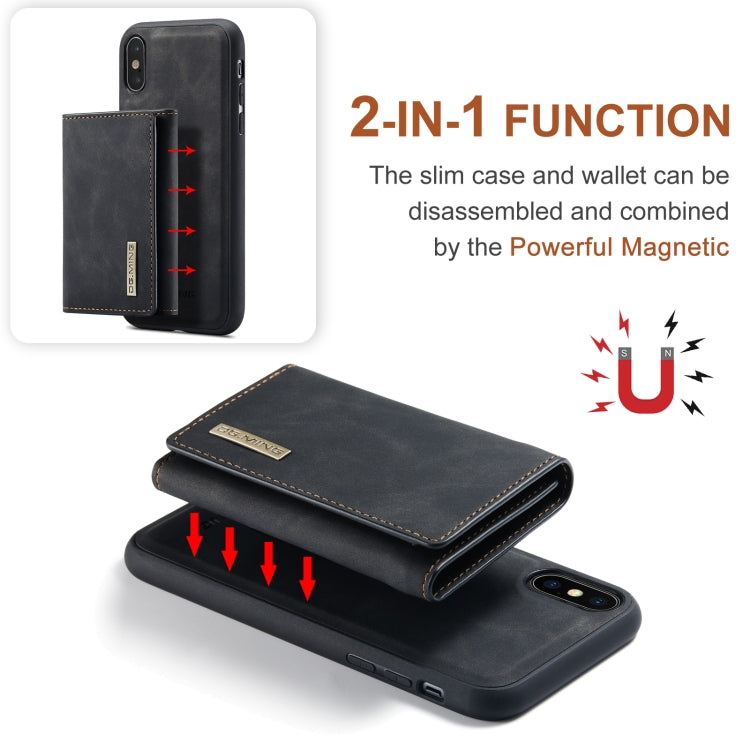 DG.MING M1 Series 3-Fold Multi Card Wallet  Back Cover Shockproof Case with Holder Function For iPhone XS Max