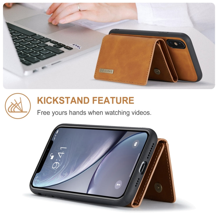 DG.MING M1 Series 3-Fold Multi Card Wallet  Back Cover Shockproof Case with Holder Function For iPhone XS Max