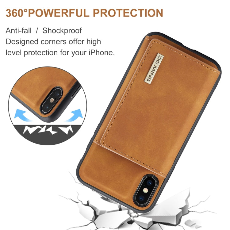 DG.MING M1 Series 3-Fold Multi Card Wallet  Back Cover Shockproof Case with Holder Function For iPhone XS Max