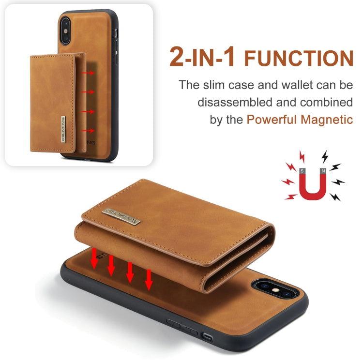 DG.MING M1 Series 3-Fold Multi Card Wallet  Back Cover Shockproof Case with Holder Function For iPhone XS Max