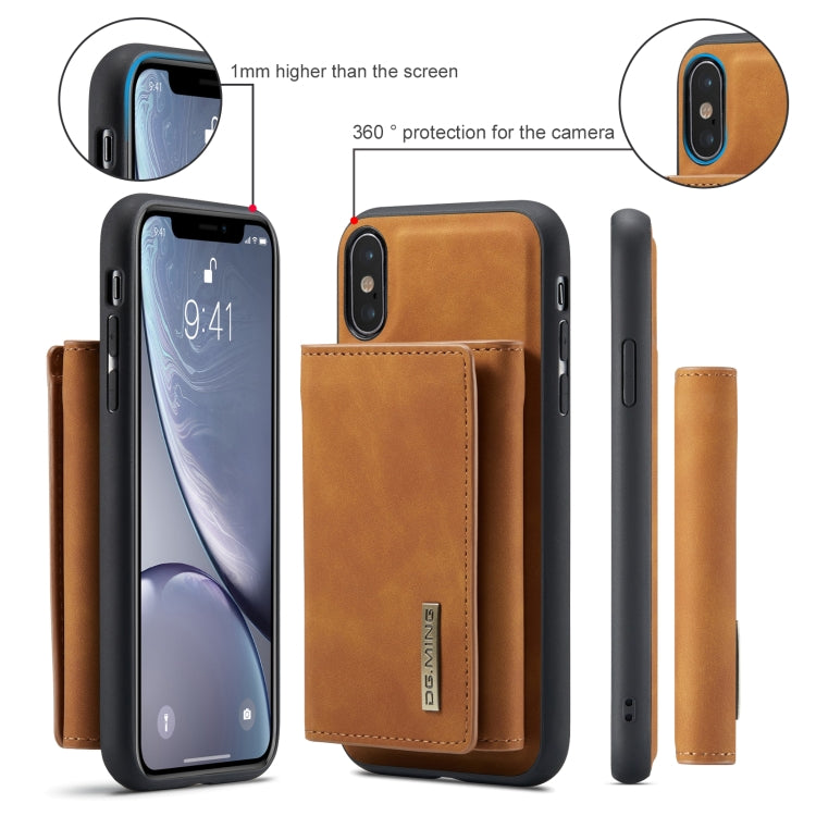 DG.MING M1 Series 3-Fold Multi Card Wallet  Back Cover Shockproof Case with Holder Function For iPhone XS Max