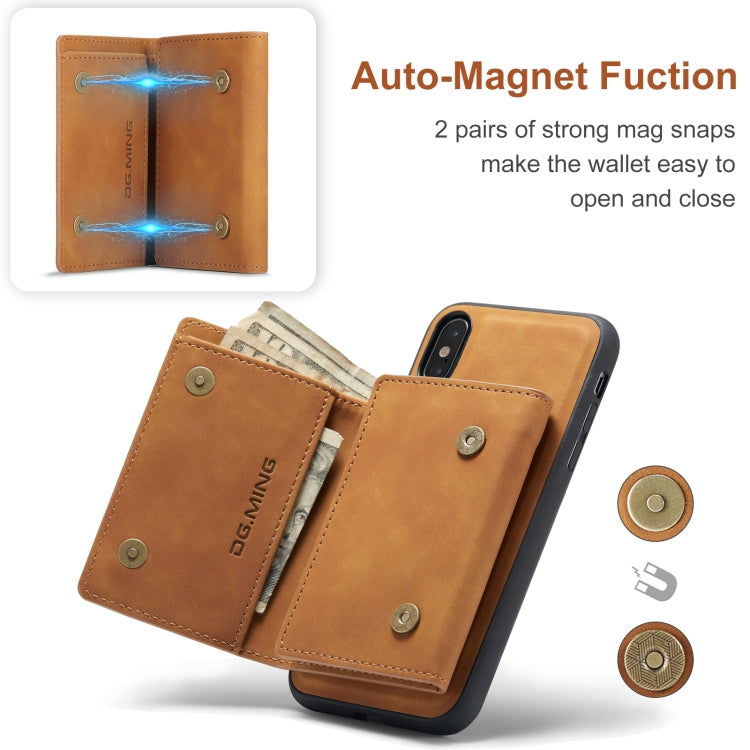 DG.MING M1 Series 3-Fold Multi Card Wallet  Back Cover Shockproof Case with Holder Function For iPhone XS Max