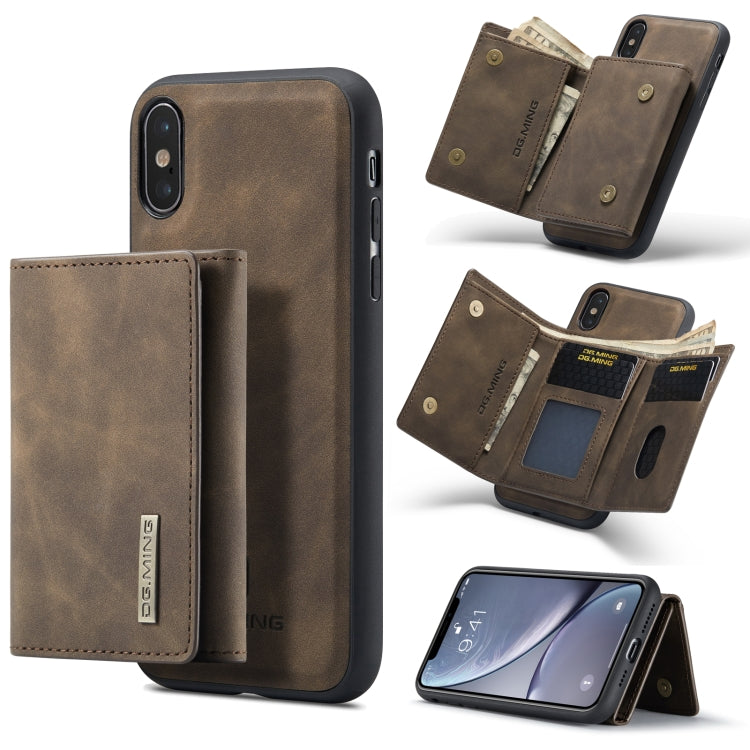 DG.MING M1 Series 3-Fold Multi Card Wallet  Back Cover Shockproof Case with Holder Function For iPhone XS Max