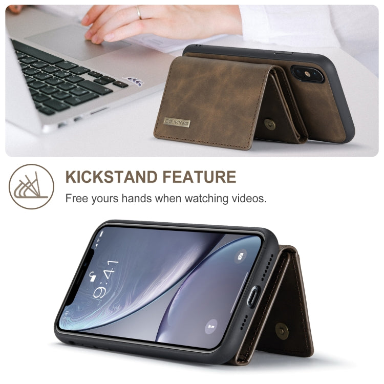 DG.MING M1 Series 3-Fold Multi Card Wallet  Back Cover Shockproof Case with Holder Function For iPhone XS Max