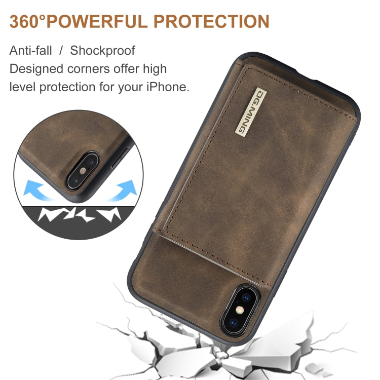 DG.MING M1 Series 3-Fold Multi Card Wallet  Back Cover Shockproof Case with Holder Function For iPhone XS Max