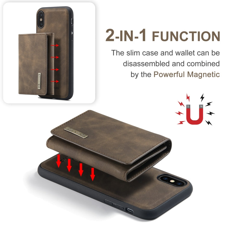 DG.MING M1 Series 3-Fold Multi Card Wallet  Back Cover Shockproof Case with Holder Function For iPhone XS Max