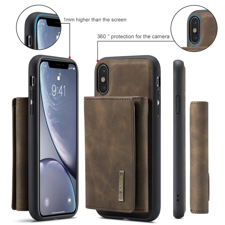 DG.MING M1 Series 3-Fold Multi Card Wallet  Back Cover Shockproof Case with Holder Function For iPhone XS Max