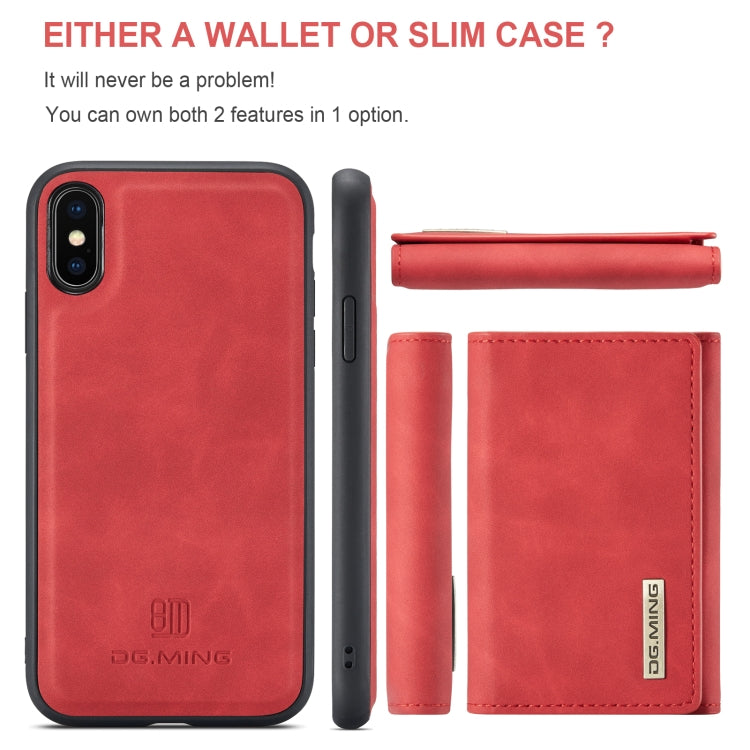 DG.MING M1 Series 3-Fold Multi Card Wallet  Back Cover Shockproof Case with Holder Function For iPhone XS Max