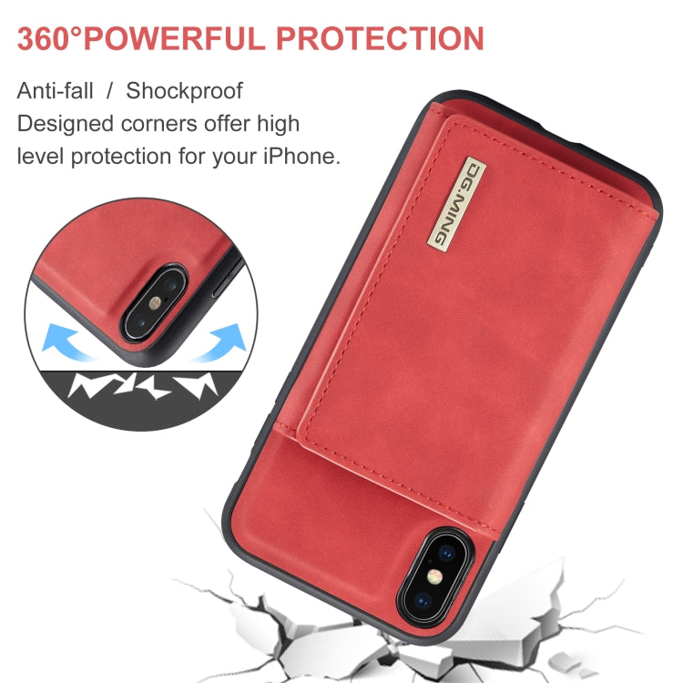 DG.MING M1 Series 3-Fold Multi Card Wallet  Back Cover Shockproof Case with Holder Function For iPhone XS Max
