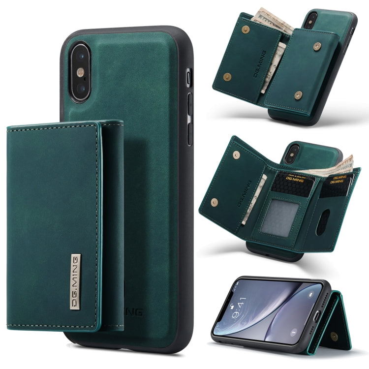 DG.MING M1 Series 3-Fold Multi Card Wallet  Back Cover Shockproof Case with Holder Function For iPhone XS Max
