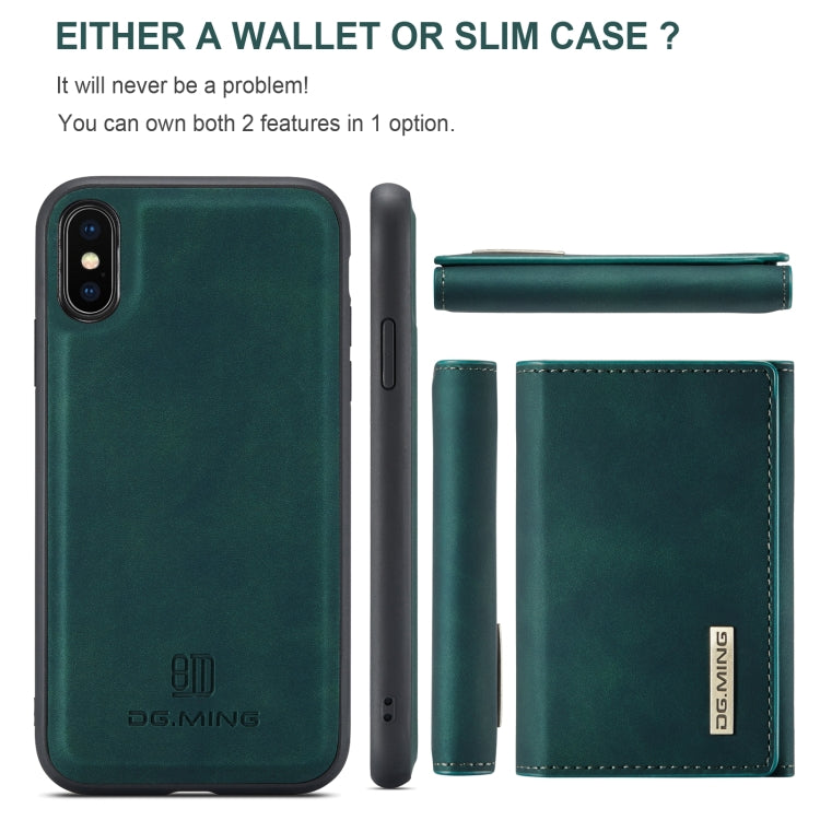 DG.MING M1 Series 3-Fold Multi Card Wallet  Back Cover Shockproof Case with Holder Function For iPhone XS Max