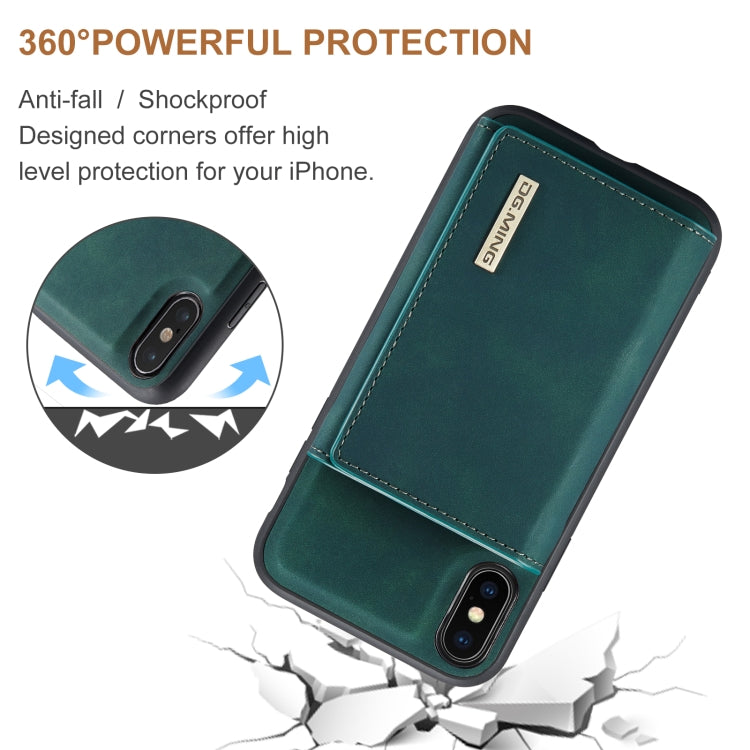 DG.MING M1 Series 3-Fold Multi Card Wallet  Back Cover Shockproof Case with Holder Function For iPhone XS Max
