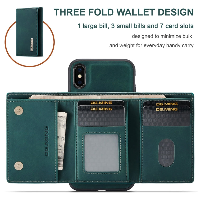 DG.MING M1 Series 3-Fold Multi Card Wallet  Back Cover Shockproof Case with Holder Function For iPhone XS Max