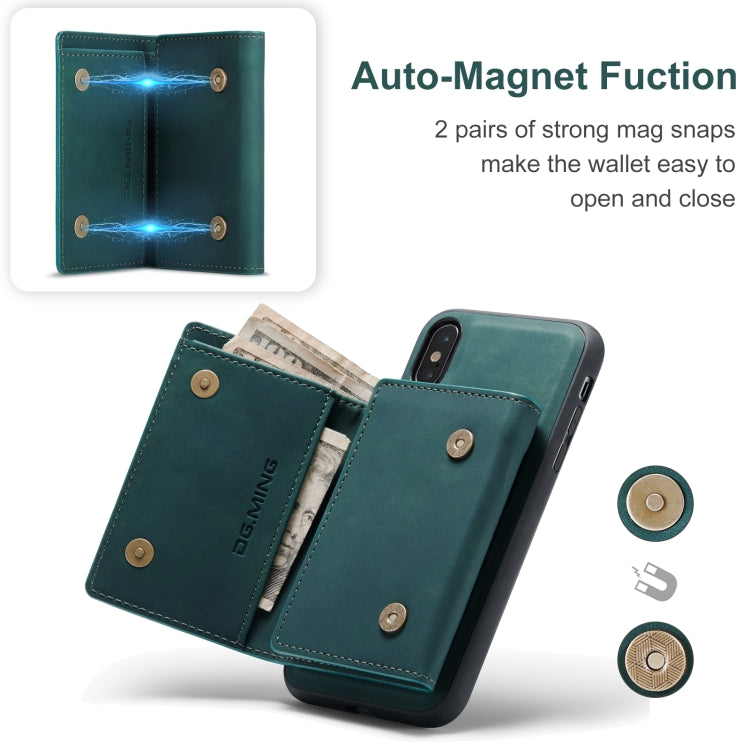DG.MING M1 Series 3-Fold Multi Card Wallet  Back Cover Shockproof Case with Holder Function For iPhone XS Max