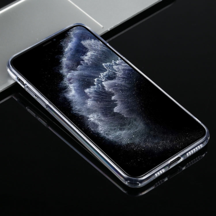 For iPhone 11 Pro Max Transparent Stepless Fine Hole Glass Protective Case