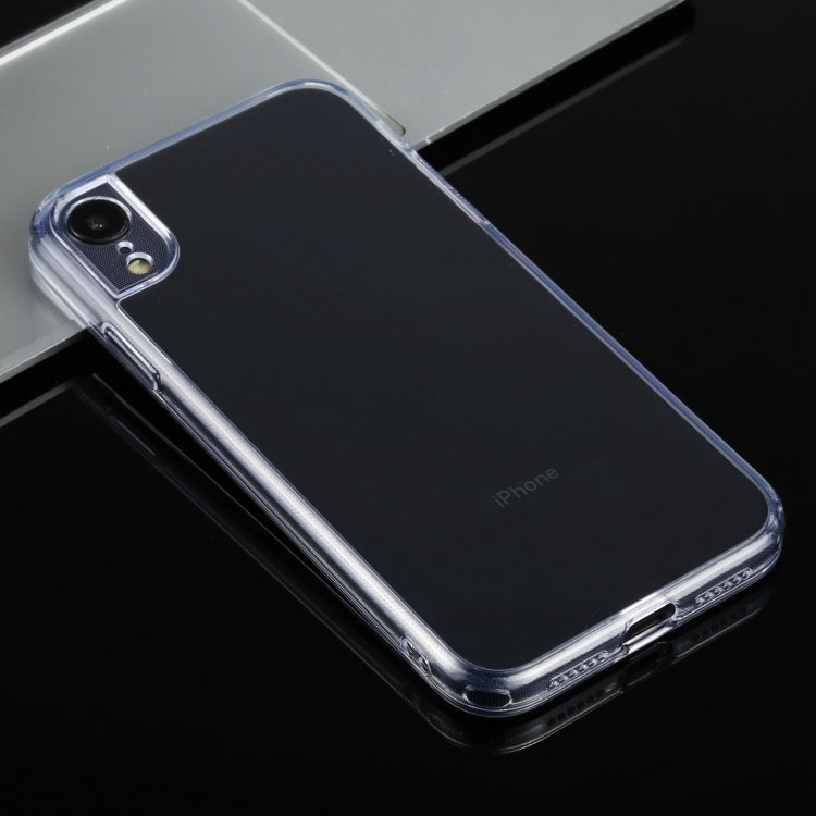 For iPhone XR Transparent Stepless Fine Hole Glass Protective Case