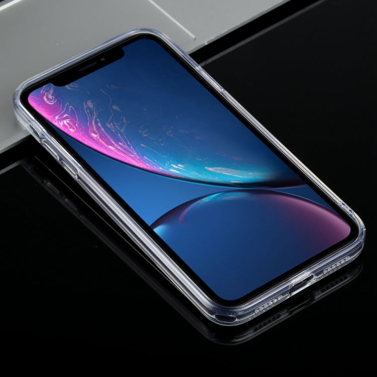 For iPhone XR Transparent Stepless Fine Hole Glass Protective Case