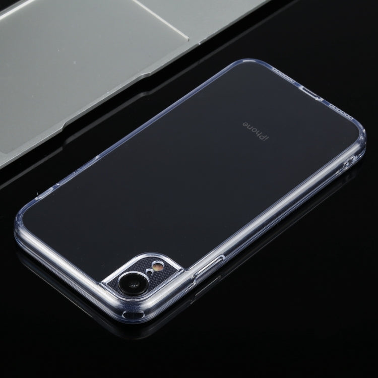 For iPhone XR Transparent Stepless Fine Hole Glass Protective Case