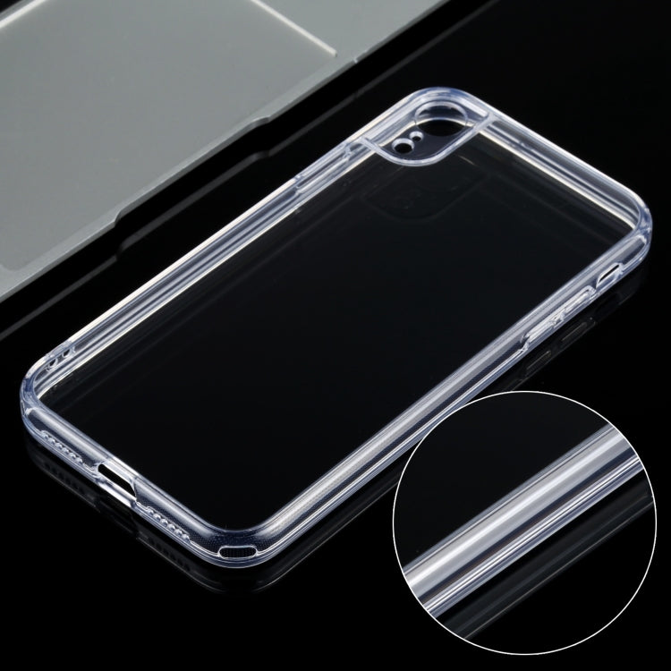 For iPhone XR Transparent Stepless Fine Hole Glass Protective Case