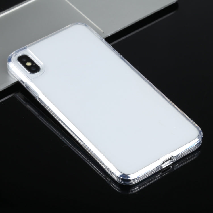 For iPhone XS Max Transparent Stepless Fine Hole Glass Protective Case