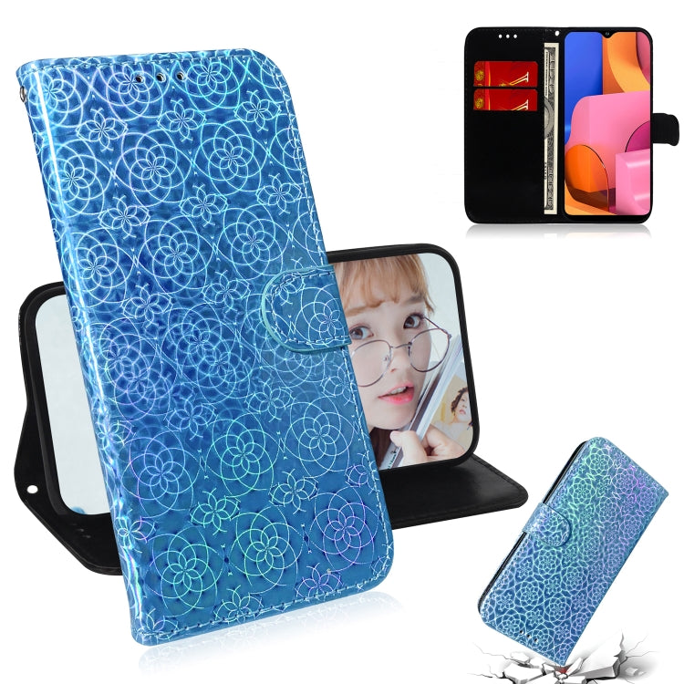 For Galaxy A20S Solid Color Colorful Magnetic Buckle Horizontal Flip PU Leather Case with Holder & Card Slots & Wallet & Lanyard