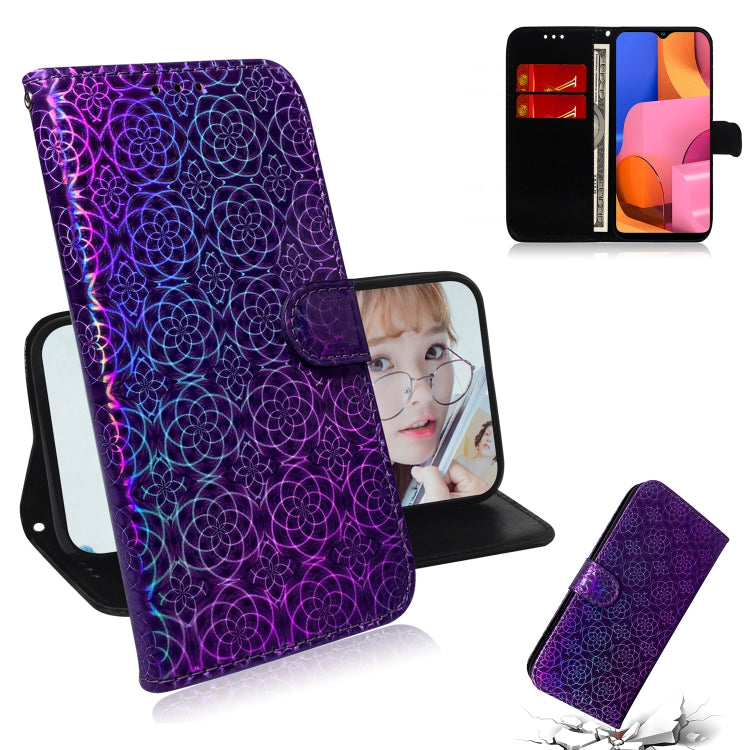 For Galaxy A20S Solid Color Colorful Magnetic Buckle Horizontal Flip PU Leather Case with Holder & Card Slots & Wallet & Lanyard
