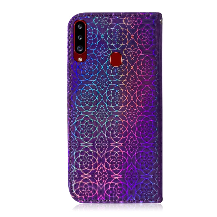 For Galaxy A20S Solid Color Colorful Magnetic Buckle Horizontal Flip PU Leather Case with Holder & Card Slots & Wallet & Lanyard
