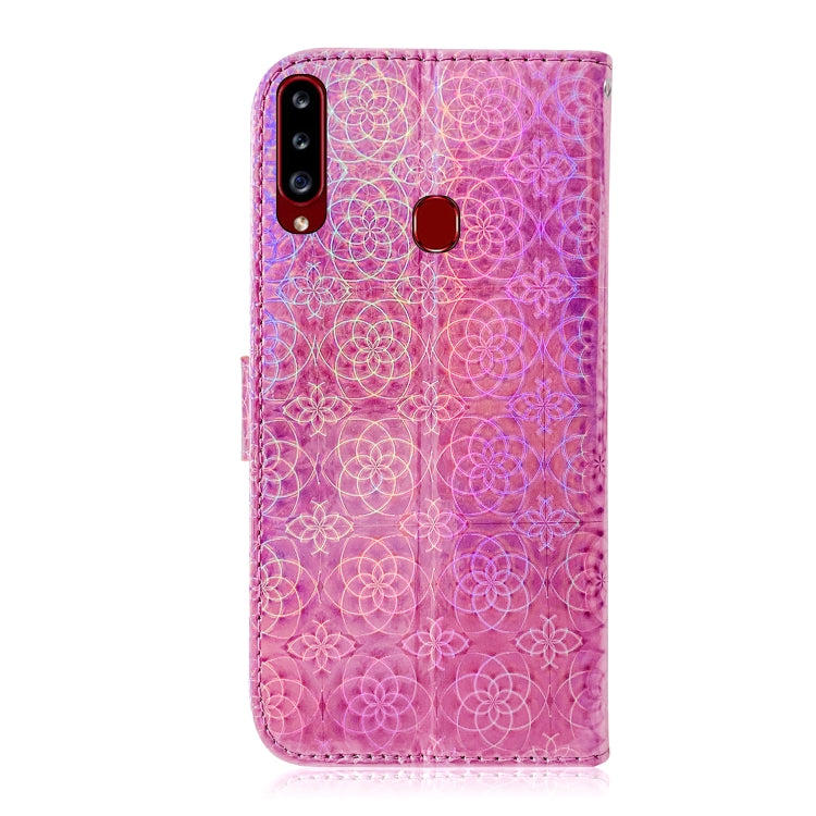 For Galaxy A20S Solid Color Colorful Magnetic Buckle Horizontal Flip PU Leather Case with Holder & Card Slots & Wallet & Lanyard
