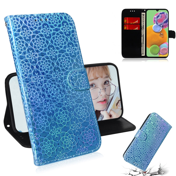 For Galaxy A90 5G Solid Color Colorful Magnetic Buckle Horizontal Flip PU Leather Case with Holder & Card Slots & Wallet & Lanyard