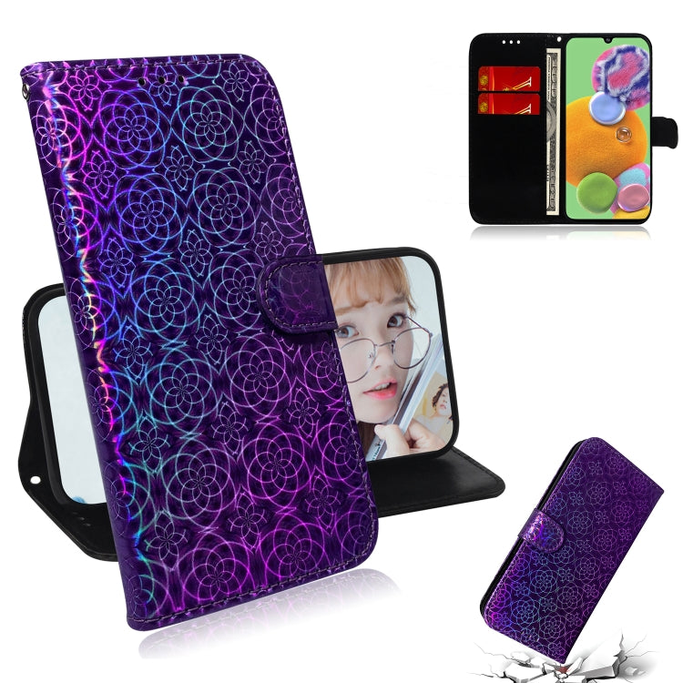 For Galaxy A90 5G Solid Color Colorful Magnetic Buckle Horizontal Flip PU Leather Case with Holder & Card Slots & Wallet & Lanyard