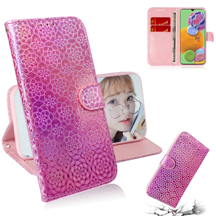 For Galaxy A90 5G Solid Color Colorful Magnetic Buckle Horizontal Flip PU Leather Case with Holder & Card Slots & Wallet & Lanyard