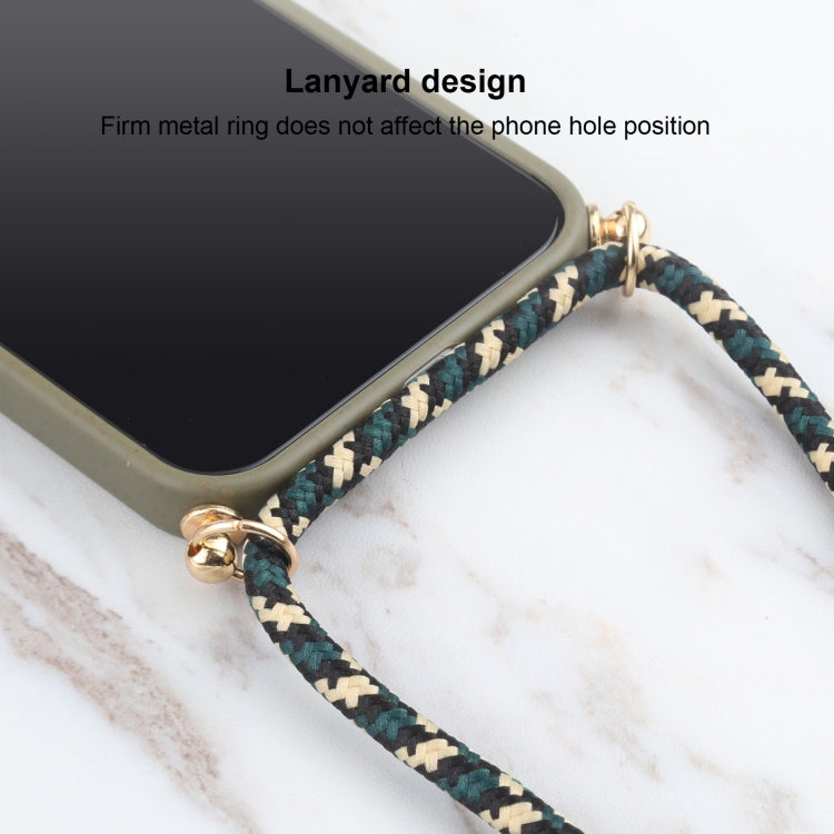For iPhone 13 mini Wheat Straw Material + TPU Shockproof Case with Neck Lanyard