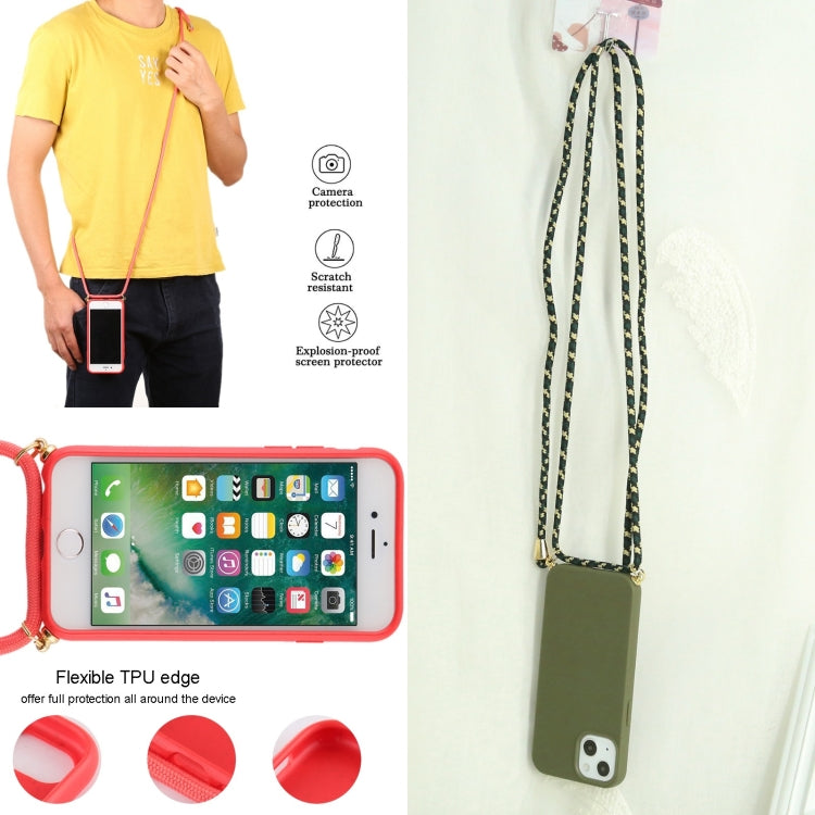 For iPhone 13 mini Wheat Straw Material + TPU Shockproof Case with Neck Lanyard