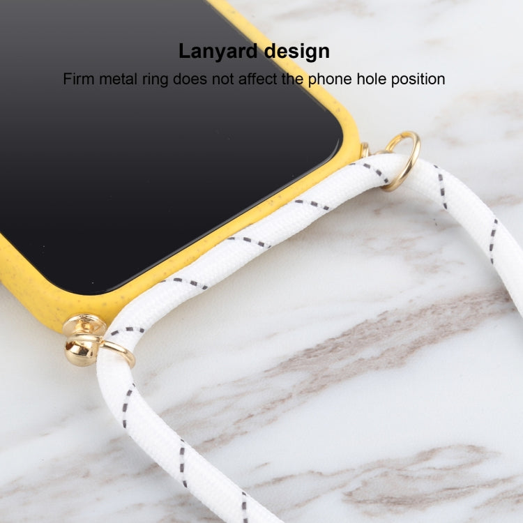 For iPhone 13 mini Wheat Straw Material + TPU Shockproof Case with Neck Lanyard