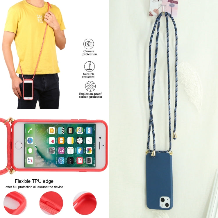 For iPhone 13 mini Wheat Straw Material + TPU Shockproof Case with Neck Lanyard