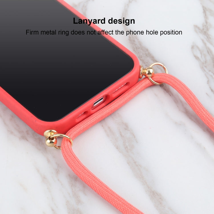 For iPhone 13 mini Wheat Straw Material + TPU Shockproof Case with Neck Lanyard