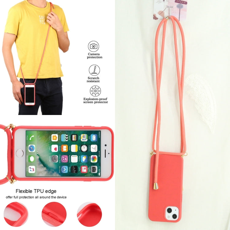 For iPhone 13 mini Wheat Straw Material + TPU Shockproof Case with Neck Lanyard
