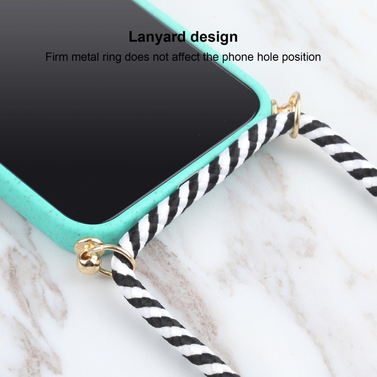 For iPhone 13 mini Wheat Straw Material + TPU Shockproof Case with Neck Lanyard
