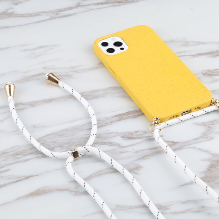 For iPhone 13 Pro Wheat Straw Material + TPU Shockproof Case with Neck Lanyard