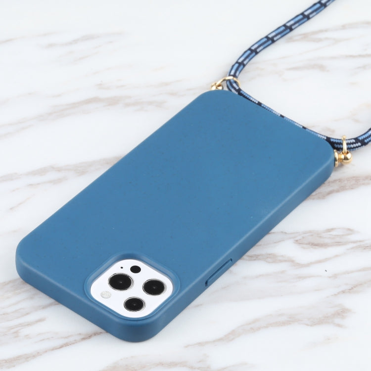 For iPhone 13 Pro Max Wheat Straw Material + TPU Shockproof Case with Neck Lanyard