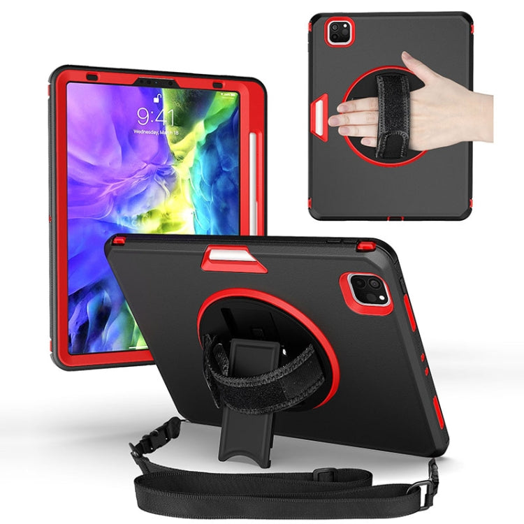 For iPad Pro 11 2020 / Air 10.9 2020 360 Degree Rotation Turntable Robot Shockproof TPU + PC Protective Tablet Case with Holder & Hand Grip Strap & Shoulder Strap