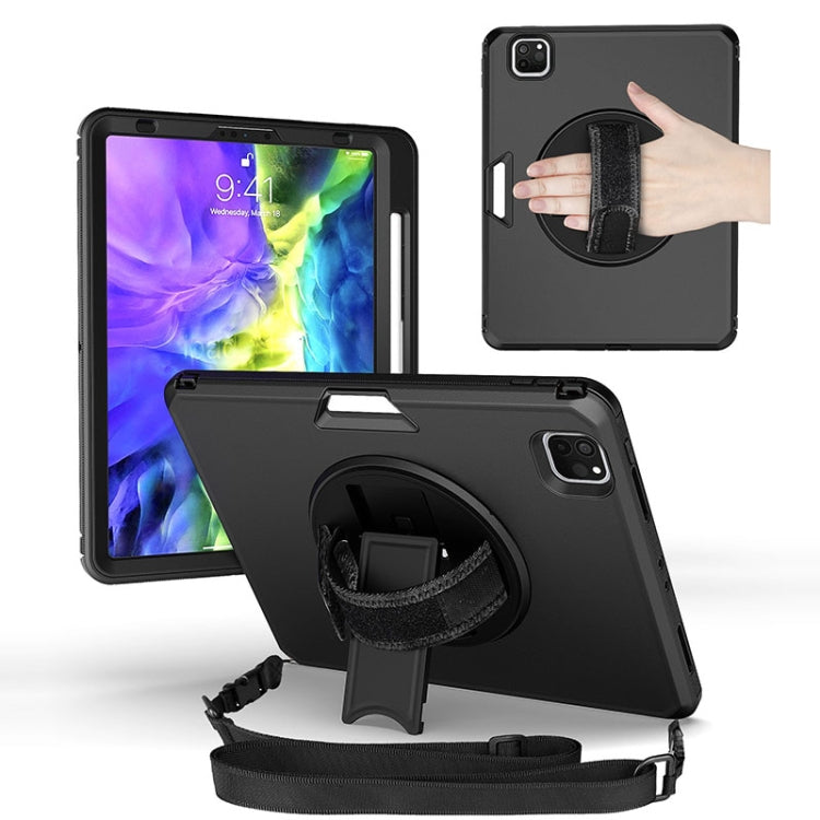 For iPad Pro 11 2020 / Air 10.9 2020 360 Degree Rotation Turntable Robot Shockproof TPU + PC Protective Tablet Case with Holder & Hand Grip Strap & Shoulder Strap