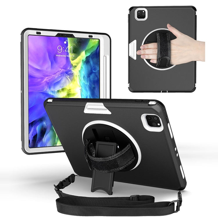 For iPad Pro 11 2020 / Air 10.9 2020 360 Degree Rotation Turntable Robot Shockproof TPU + PC Protective Tablet Case with Holder & Hand Grip Strap & Shoulder Strap