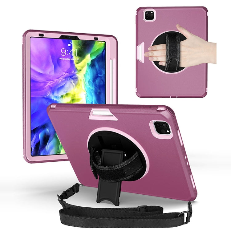 For iPad Pro 11 2020 / Air 10.9 2020 360 Degree Rotation Turntable Robot Shockproof TPU + PC Protective Tablet Case with Holder & Hand Grip Strap & Shoulder Strap