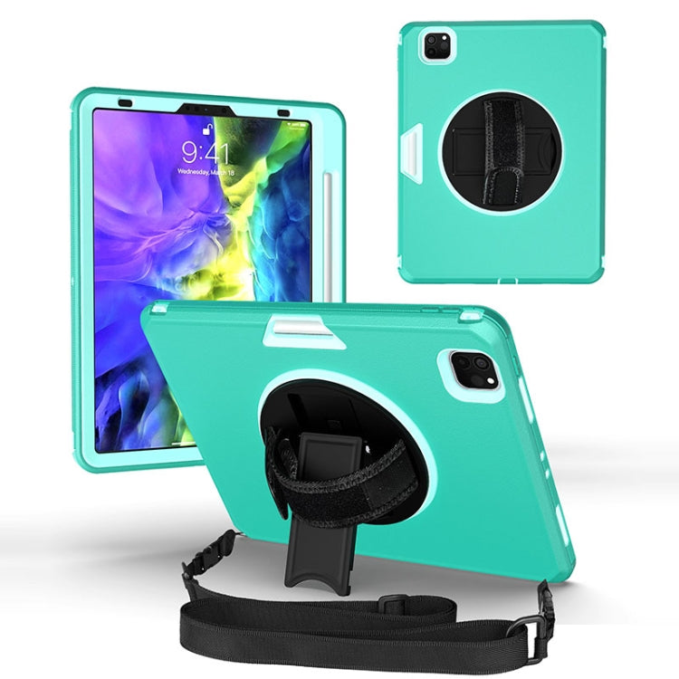 For iPad Pro 11 2020 / Air 10.9 2020 360 Degree Rotation Turntable Robot Shockproof TPU + PC Protective Tablet Case with Holder & Hand Grip Strap & Shoulder Strap