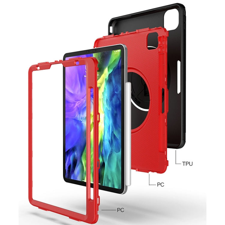 For iPad Pro 11 2020 / Air 10.9 2020 360 Degree Rotation Turntable Robot Shockproof TPU + PC Protective Tablet Case with Holder & Hand Grip Strap & Shoulder Strap