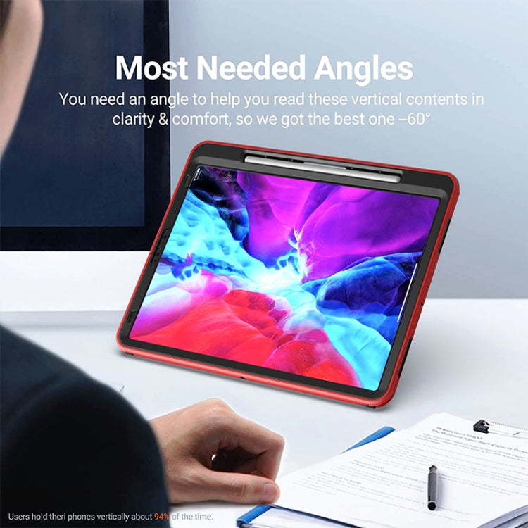 For iPad Pro 12.9 2021 / 2020 / 2018 360 Degree Rotation Turntable Robot Shockproof TPU + PC Protective Tablet Case with Holder & Hand Grip Strap & Shoulder Strap